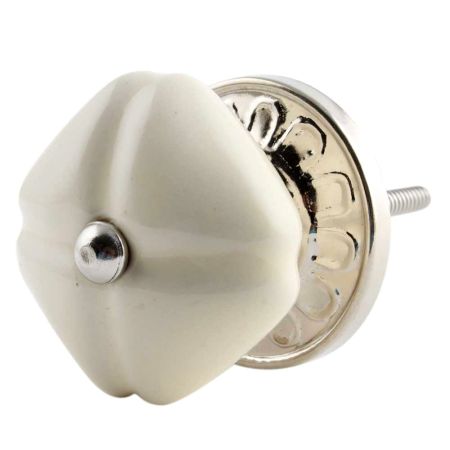 Solid Cream Medium Square Ceramic Wardrobe Knob